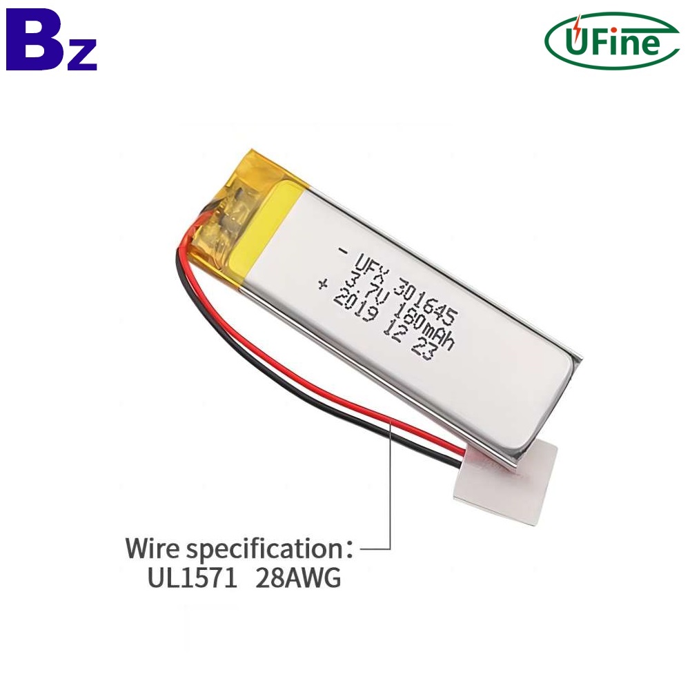 301645 3.7V 180mAh 리튬 폴리머 배터리