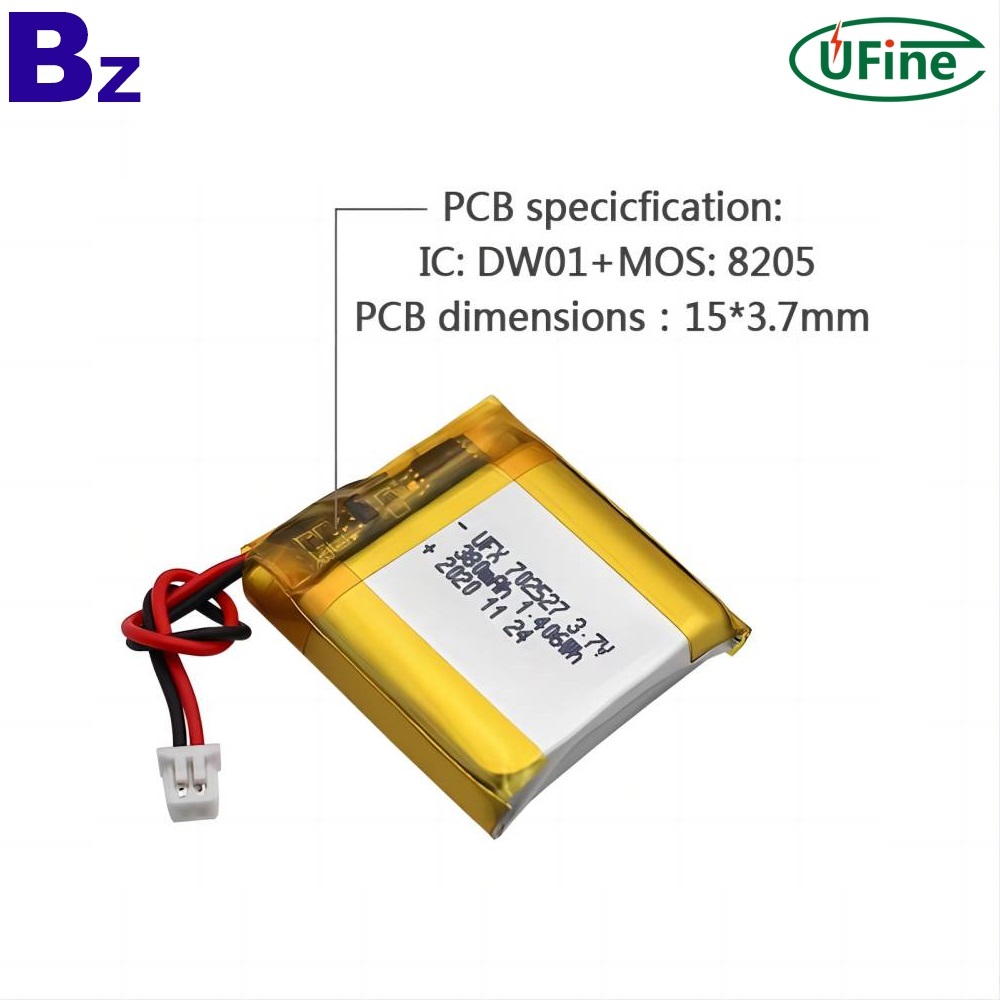 702527 3.7V 380mAh 리튬 이온 배터리